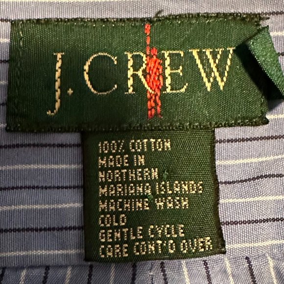 VINTAGE 90s J. Crew Men's Striped Long Sleeve Button Down in Baby Blue Size Med - Picture 15 of 16